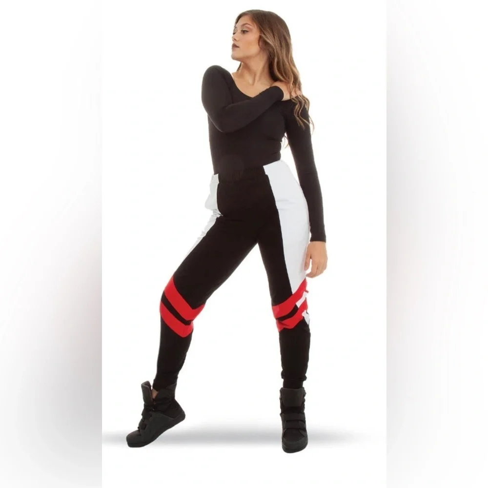 Alexandra Collection Knee Stripe Joggers hip hop pants size YL